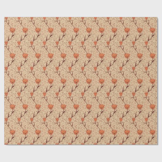 Art Nouveau Tulip Damask, Coral en Beige Cadeaupapier (Vlak)