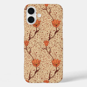 Art Nouveau Tulip Damask, Coral en Beige iPhone 16 Plus Hoesje