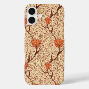 Art Nouveau Tulip Damask, Coral en Beige iPhone 16 Plus Hoesje