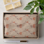 Art Nouveau Tulip Damask, Coral en Beige Tissuepapier (Geschenk)