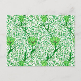 Art Nouveau Tulip Damask, Emerald Green Briefkaart