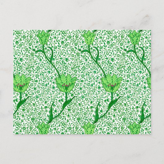 Art Nouveau Tulip Damask, Emerald Green Briefkaart (Voorkant)
