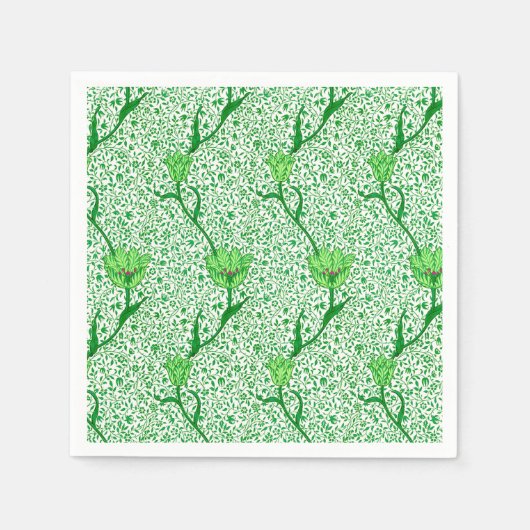 Art Nouveau Tulip Damask, Emerald Green Servetten (Voorkant)