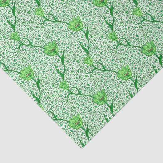 Art Nouveau Tulip Damask, Emerald Green Tissuepapier (Detail)