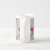 Art Nouveau Tulip Damask, Grey and Red Porselein Kop (Achterkant)