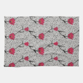 Art Nouveau Tulip Damask, Grey and Red Theedoek (Horizontaal)