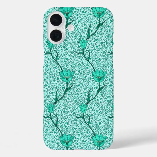 Art Nouveau Tulip Damask, Turquoise Case-Mate iPhone Case (Achterkant)
