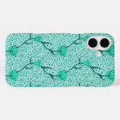 Art Nouveau Tulip Damask, Turquoise Case-Mate iPhone Case (Achterkant (horizontaal))