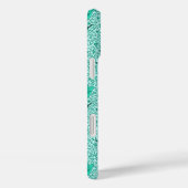 Art Nouveau Tulip Damask, Turquoise Case-Mate iPhone Case (Achterkant / Rechts)
