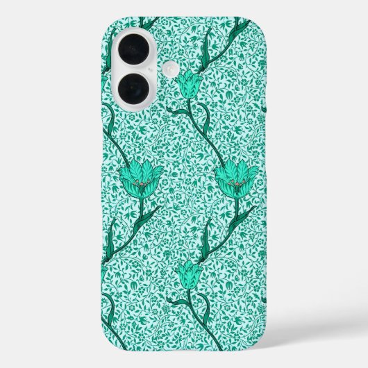Art Nouveau Tulip Damask, Turquoise Case-Mate iPhone Case (Achterkant)
