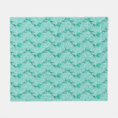 Art Nouveau Tulip Damask, Turquoise Fleece Deken (Voorkant (Horizontaal))