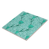 Art Nouveau Tulip Damask, Turquoise Tegeltje (Zijkant)