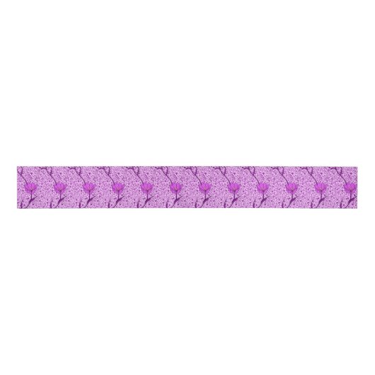 Art Nouveau Tulip Damask, Violet en Orchid Grosgrain Lint (Voorkant)