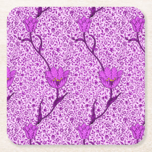 Art Nouveau Tulip Damask, Violet en Orchid Kartonnen Onderzetters
