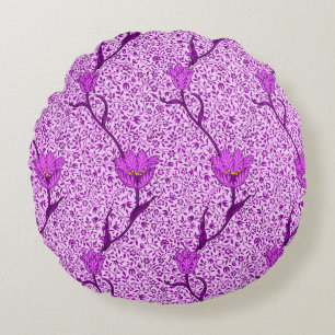Art Nouveau Tulip Damask, Violet en Orchid Rond Kussen