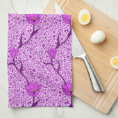 Art Nouveau Tulip Damask, Violet en Orchid Theedoek (Quarter Fold)