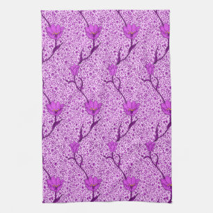 Art Nouveau Tulip Damask, Violet en Orchid Theedoek