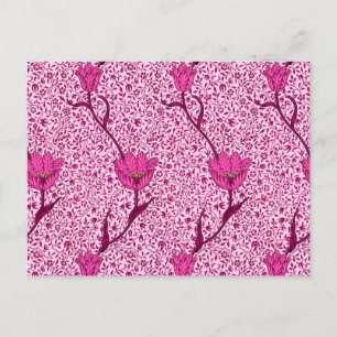 Art Nouveau Tulip Damask, Wine & Fuchsia Pink Briefkaart