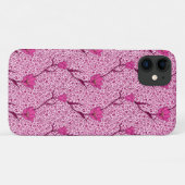 Art Nouveau Tulip Damask, Wine & Fuchsia Pink Case-Mate iPhone Case (Achterkant (horizontaal))