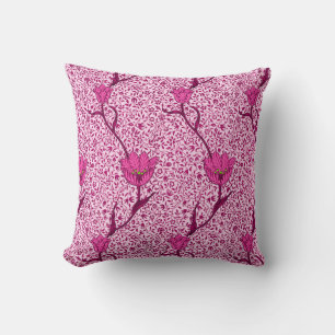 Art Nouveau Tulip Damask, Wine & Fuchsia Pink Kussen