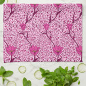 Art Nouveau Tulip Damask, Wine & Fuchsia Pink Theedoek (Gevouwen)