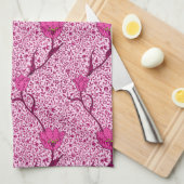 Art Nouveau Tulip Damask, Wine & Fuchsia Pink Theedoek (Quarter Fold)