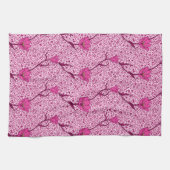 Art Nouveau Tulip Damask, Wine & Fuchsia Pink Theedoek (Horizontaal)