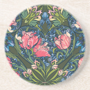Art Nouveau Tulip Tuin Kleurrijk Zandsteen Onderzetter