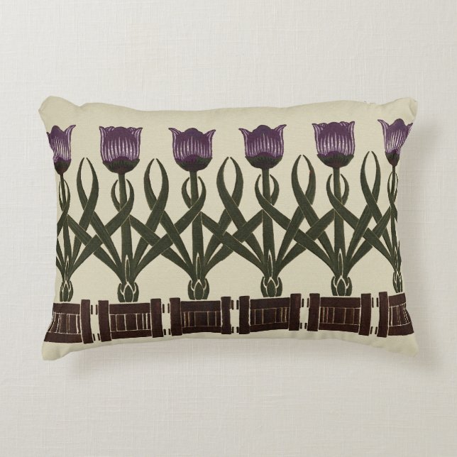 Art Nouveau Tulips Accent Kussen (Voorkant)