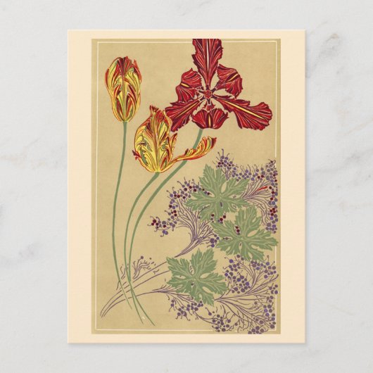 Art Nouveau Tulips Briefkaart (Voorkant)