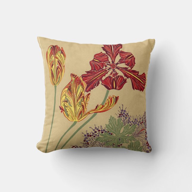 Art Nouveau Tulips Kussen (Voorkant)