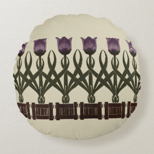 Art Nouveau Tulips Rond Kussen