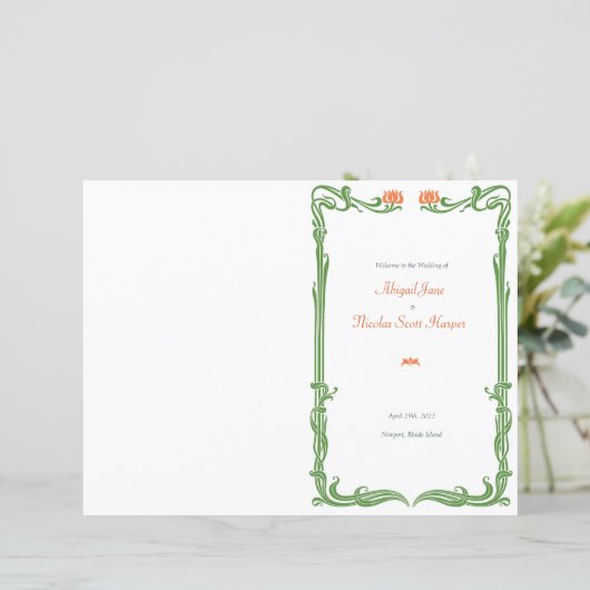 Art Nouveau Tulips Wedding Programme (Staand voorkant)