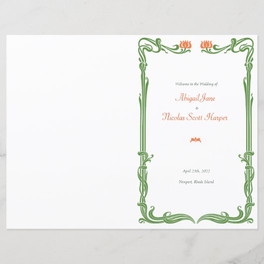 Art Nouveau Tulips Wedding Programme (Voorkant)