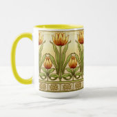 Art Nouveau Tulp Bloempatroon Fries Mok (Links)