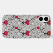 Art Nouveau Tulp Damast, Grijs en Rood Case-Mate iPhone Case (Achterkant (horizontaal))