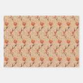 Art Nouveau Tulp Damast, Turquoise, Grijs, Koraal Inpakpapier Vel (Voorkant 3)