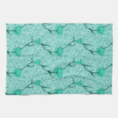 Art Nouveau Tulp Damast, Turquoise Theedoek (Horizontaal)