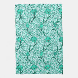 Art Nouveau Tulp Damast, Turquoise Theedoek