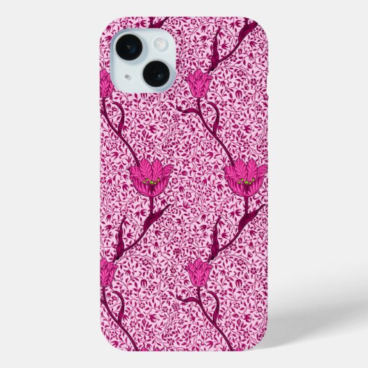 Art Nouveau Tulp Damast, Wijn & Fuchsia Roze Case-Mate iPhone Case (Achterkant)