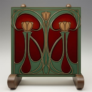 Art Nouveau Tulp Tapijt Keramische Tegel Tegeltje
