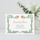 Art Nouveau Tulpen Bewaar de Datum Kaart (Staand voorkant)