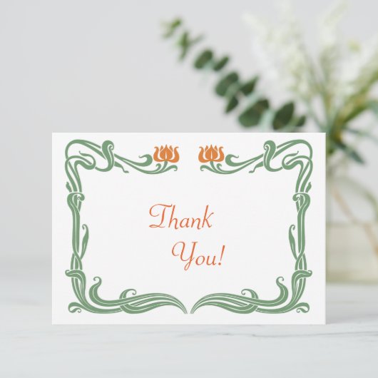 Art Nouveau Tulpen Dank u kaart (Staand voorkant)