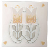 Art Nouveau Tulpen & Harten Gibbons Tegeltje (Voorkant)