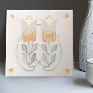  Art Nouveau Tulpen & Harten Gibbons Tegeltje