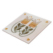  Art Nouveau Tulpen & Harten Gibbons Tegeltje (Zijkant)