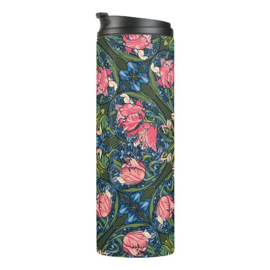 Art Nouveau Tulpen Tuin Thermosbeker (Geroteerd rechts)