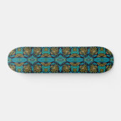 Art Nouveau Turquoise Blue Floral Pattern Persoonlijk Skateboard (Horizontaal)