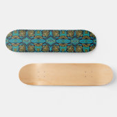 Art Nouveau Turquoise Blue Floral Pattern Persoonlijk Skateboard (Horizontaal)