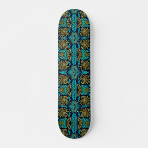 Art Nouveau Turquoise Blue Floral Pattern Persoonlijk Skateboard